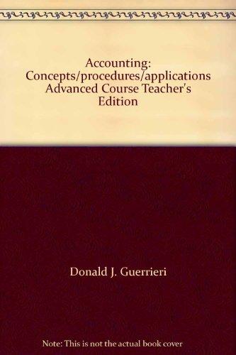 Book Accounting: Concepts/procedures/applications Advanced Course Teacher's Edition free