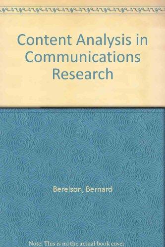 Book Content Analysis in Communications Research free