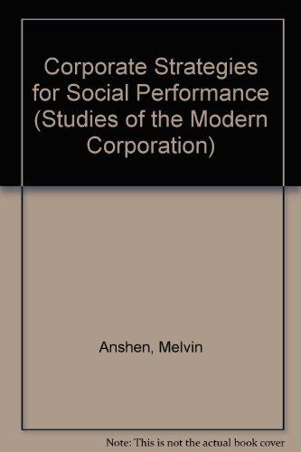 Book STRATEGIES FOR CORPORATE SOCIAL PERFORMANCE (Studies of the Modern Corporation) free