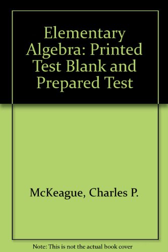 Book Elementary Algebra: Printed Test Blank And Prepared Test free