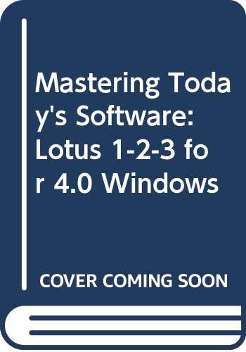 Book Mastering Today's Software: Lotus 1-2-3 For 4.0 Windows (dryden Exact) free