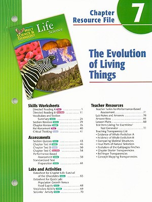 Book Holt Science & Technology Life Science Chapter 7 Resource File: The Evolution Of Living Things free