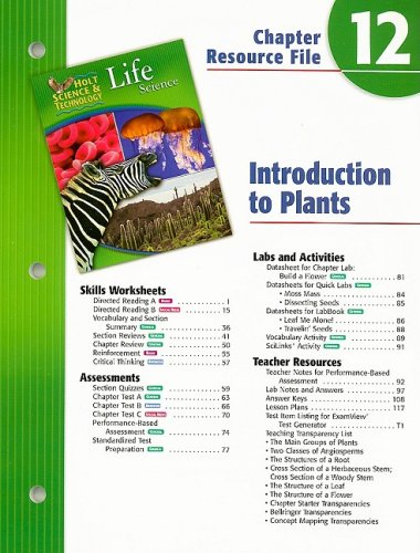 Book Holt Science & Technology Life Science Chapter 12 Resource File: Introduction To Plants free