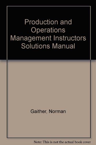 Book Production And Operations Management Instructors Solutions Manual free