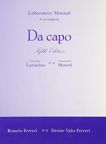 Book Laboratory Manual to accompany Da Capo: An Italian Review Grammar free