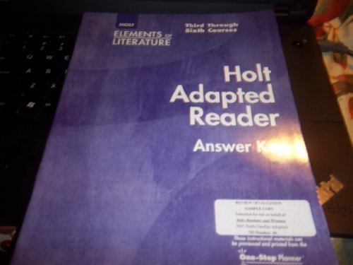 Book Holt Elements of Literature, Courses 3-6: Adapted Reader Answer Key, Grades 9-12 free