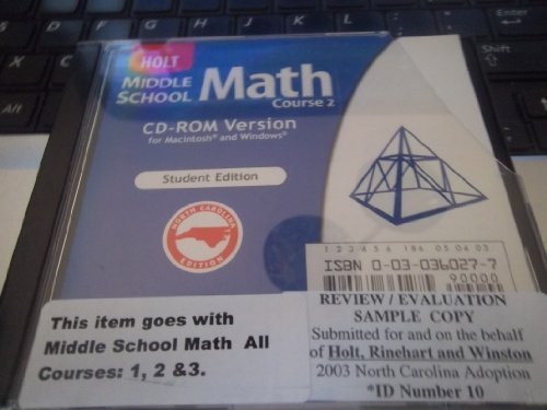 Book Holt Mathematics North Carolina: Student's Edition Cd-rom Course 2 2004 free