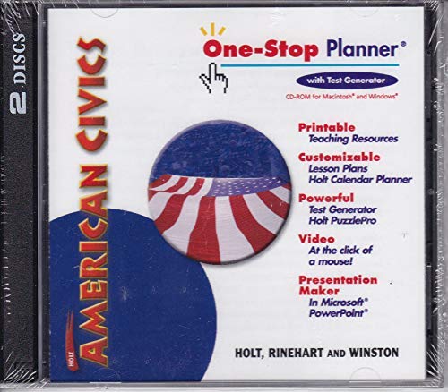 Book Holt American Civics: One-Stop Planner CD-ROM with Test Generator free