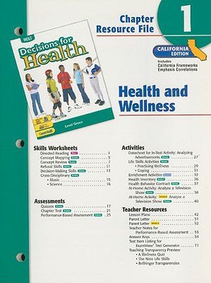 Book Holt Decisions For Health Chapter 1 Resource File: Health And Wellness: Level Green free