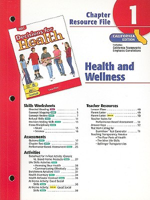 Book Holt Decisions for Health Chapter 1 Resource File, California Edition: Health and Wellness free