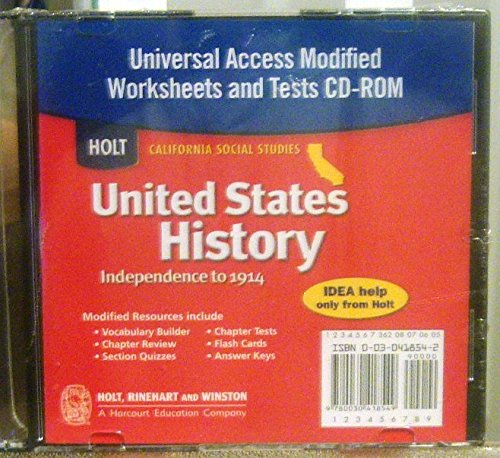Book Holt United States History California: Universal Access Worksheet CD-Rom Grades 6-8 Beginnings to 1914 free