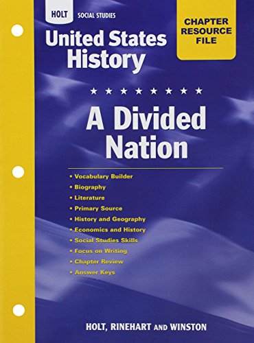 Book Holt United States History: Chapter Resource File: A Divided Nation Grades 6-9 Divided Nation free