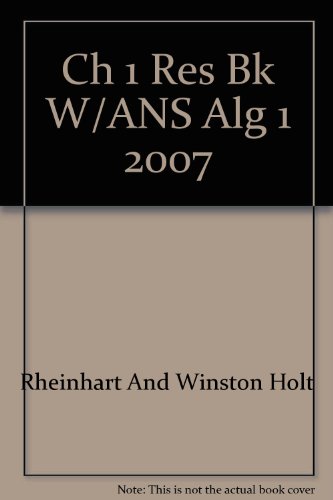 Book Holt Algebra 1: Resource Book with Answers: Chapter 1 free