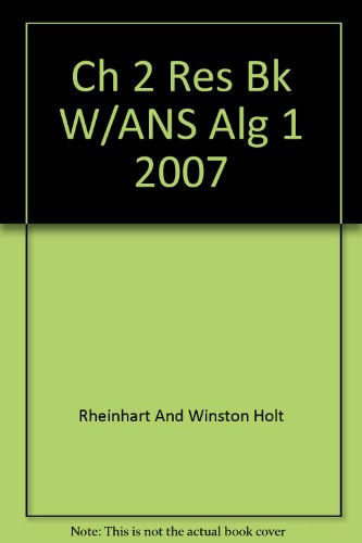 Book Holt Algebra 1: Resource Book With Answers: Chapter 2 free