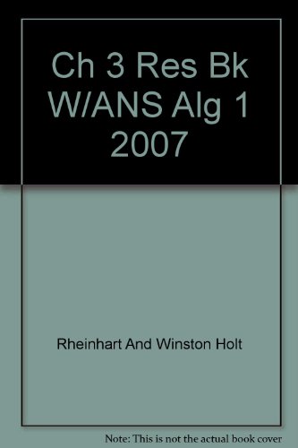 Book Holt Algebra 1: Resource Book with Answers: Chapter 3 free