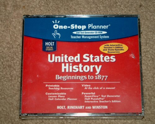 Book Holt Social Studies United States History Beginnings To 1877 One Stop Planner And Test Generator Cd- free