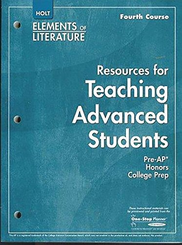 Book Res/Tchg Adv Students Eolit 2007 G 10 (Elements of Literature) free