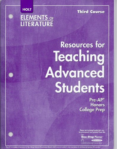 Book THIRD Course, Holt Elements of Literature: Resources for Teaching Advanced Students free