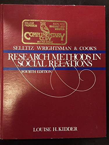 Book Selltiz, Wrightsman, and Cook's Research methods in social relations free