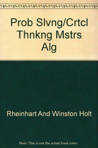 Book Algebra Course 1 : Problem Solving and Critical Thinking Masters free