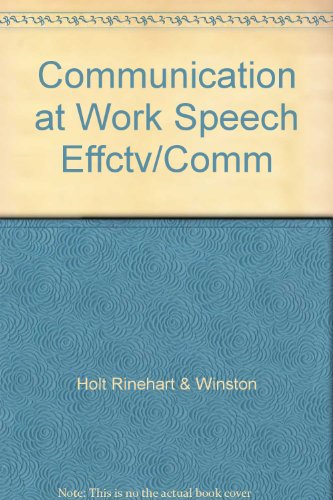 Book Communication At Work Speech Effctv/comm free