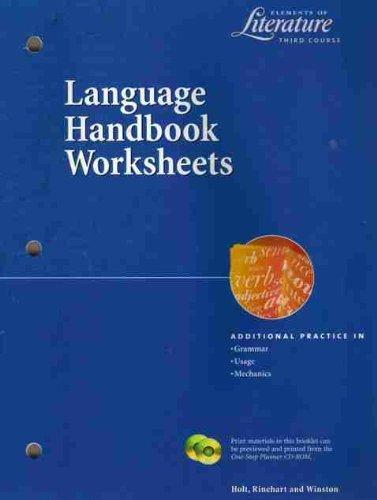 Book Language Handbook Worksheets Elements of Literature 2000 Grade 9 Third Course free