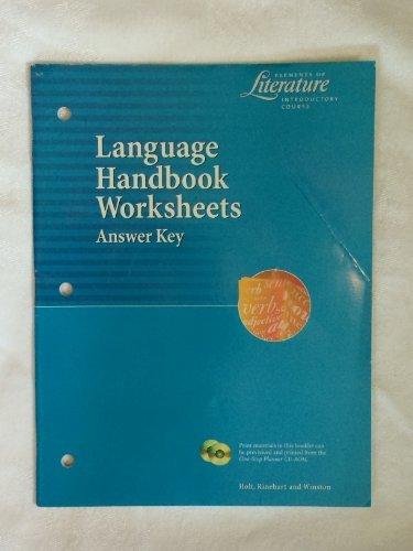 Book Language Handbook Worksheets Answer Key (elements Of Literature Introductory Course) free