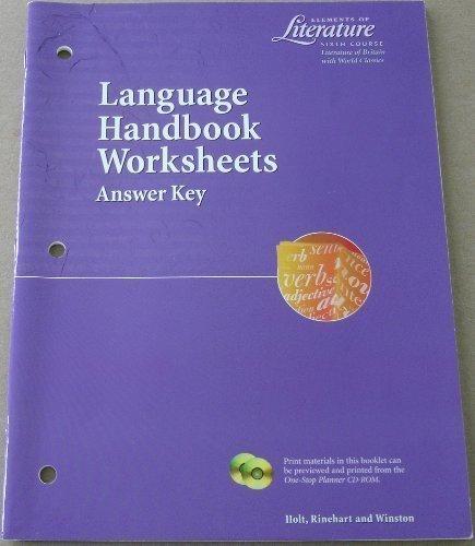 Book Elements of Literature, 6th Course: Language Handbook Worksheets Answer Key free