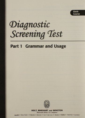 Book Diagnostic Screening Tests For Grammar, Usage And Mechanics: Sixth Course free
