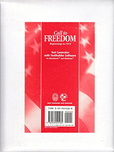 Book Call To Freedom: Beginnings To 1914- Test Generator free