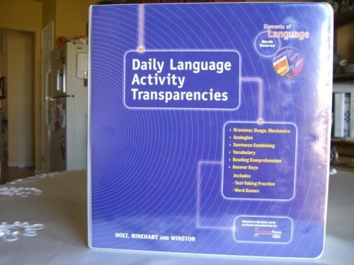 Book Holt Elements of Literature, Six Course: Daily Language Activities Transparencies (Grammar, Usage, M free