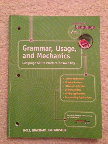 Book Elements of Language : Grammar, Usage and Mechanics: Language Skills Answer Key - Grade 7 free