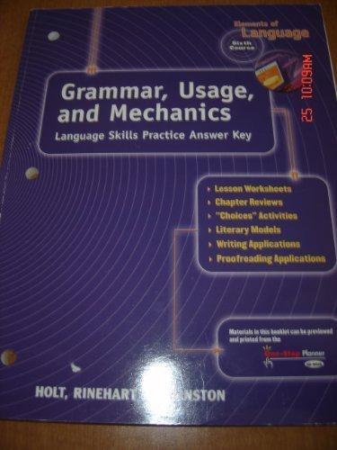 Book Elements Of Language Grammer, Usage, And Mechanics Language Skills Practice Answer Key free