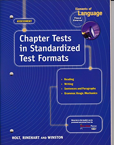 Book Elements Of Language - 3rd Course - Chapter Tests In Standardized Test Formats free