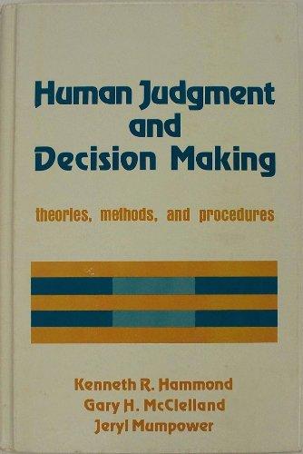 Book Human Judgment And Decision Making: Theories, Methods, And Procedures free