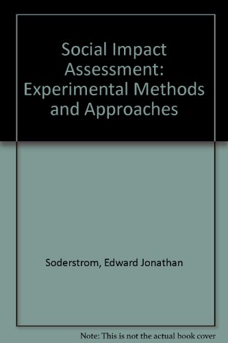 Book Social impact assessment: Experimental methods and approaches free