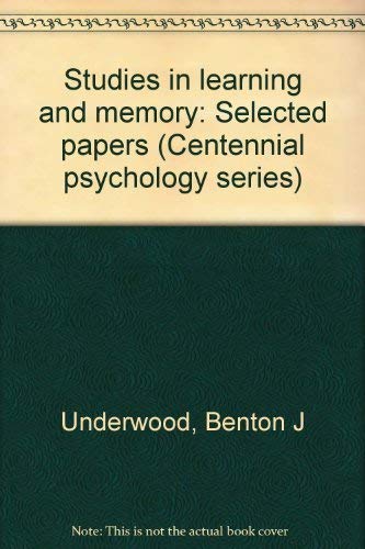 Book Studies in learning and memory: Selected papers (Centennial psychology series) free