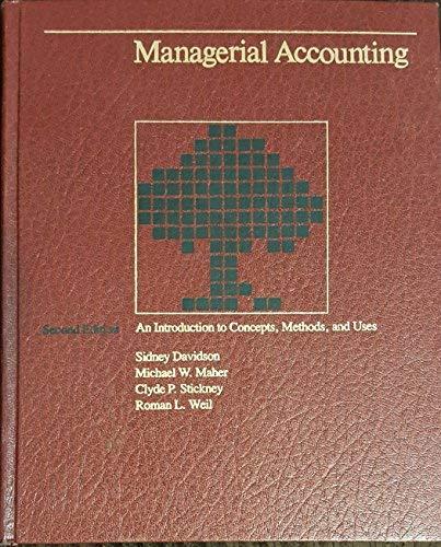 Book Managerial accounting: An introduction to concepts, methods, and uses (The Dryden Press series in accounting) free