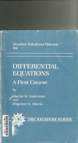 Book Student Solutions Manual For Differential Equations: A First Course (the Saunders Series) free