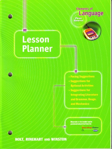 Book Lesson Planner: Elements Of Language, 1st Course, Grade 7 free