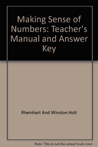 Book Making Sense Of Numbers: Teacher's Manual And Answer Key free
