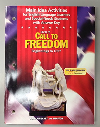 Book Main Idea Activities For English Language Learners And Special-needs Students With Answer Key (holt Call To Freedom - Beginnings To 1877) free