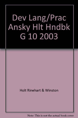 Book Dev Lang/Prac Ansky Hlt Hndbk G 10 2003 free