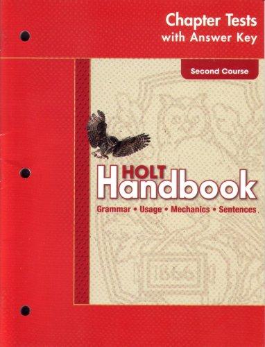 Book Holt Handbook: Chapter Tests With Answer Key Second Course free