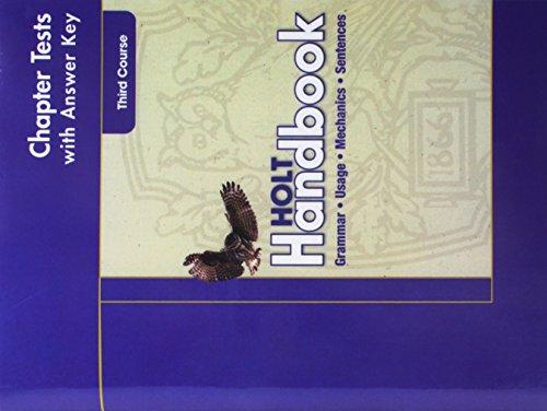 Book Chapter Tests with Answer key. Holt Handbook, Third Course free