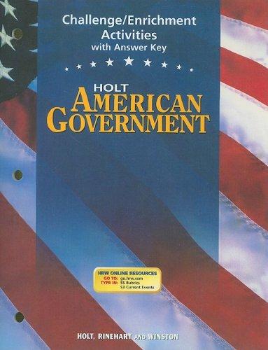 Book Holt American Government: Challenge Enrichment Activites Grades 9-12 free