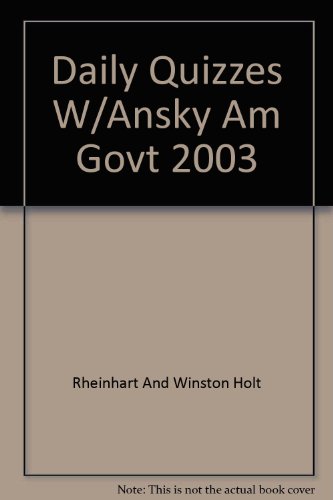 Book Holt American Government - Daily Quizzes With Answer Key 0030666392 free