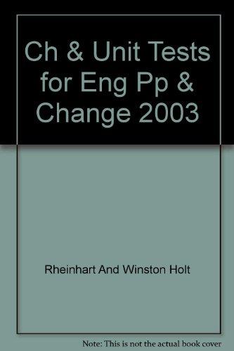 Book Holt People, Places, And Change: An Introduction To World Studies- Chapter And Unit Tests For English Language Learners And Special-needs Students With Answer Key free