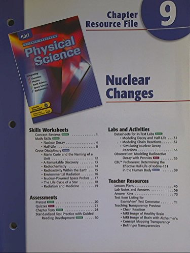 Book Science Spectrum, Physical Science. Chapter 9 Resource File. Nuclear Changes. free