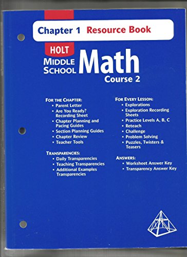 Book Holt Middle School Math Course 2 Resources Book Chapter 1 Resources Book free